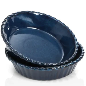 2 Pack Ceramic 10 Inch Deep Fluted Pie Pans