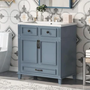 30 Inch Blue Bathroom Vanity with Sink