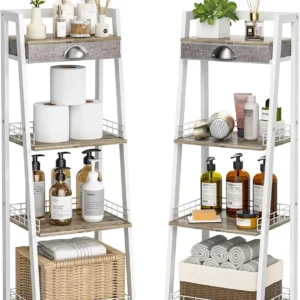 4-Tier Ladder Shelf with Drawer
