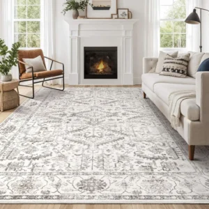 Washable Soft Large Vintage 9x12 Rug Non-Slip Stain Resistant