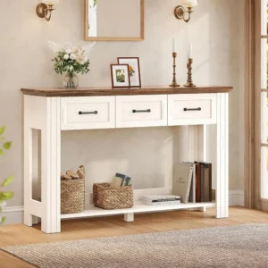 47in Rustic Open Shelf Entryway Table