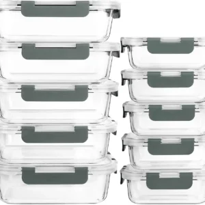10-Pack Glass Meal Prep Containers with Lids